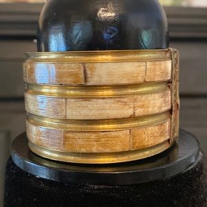 Vintage Thin Hammered Brass Chunky Hinged Pin Closure Cuff/bracelet